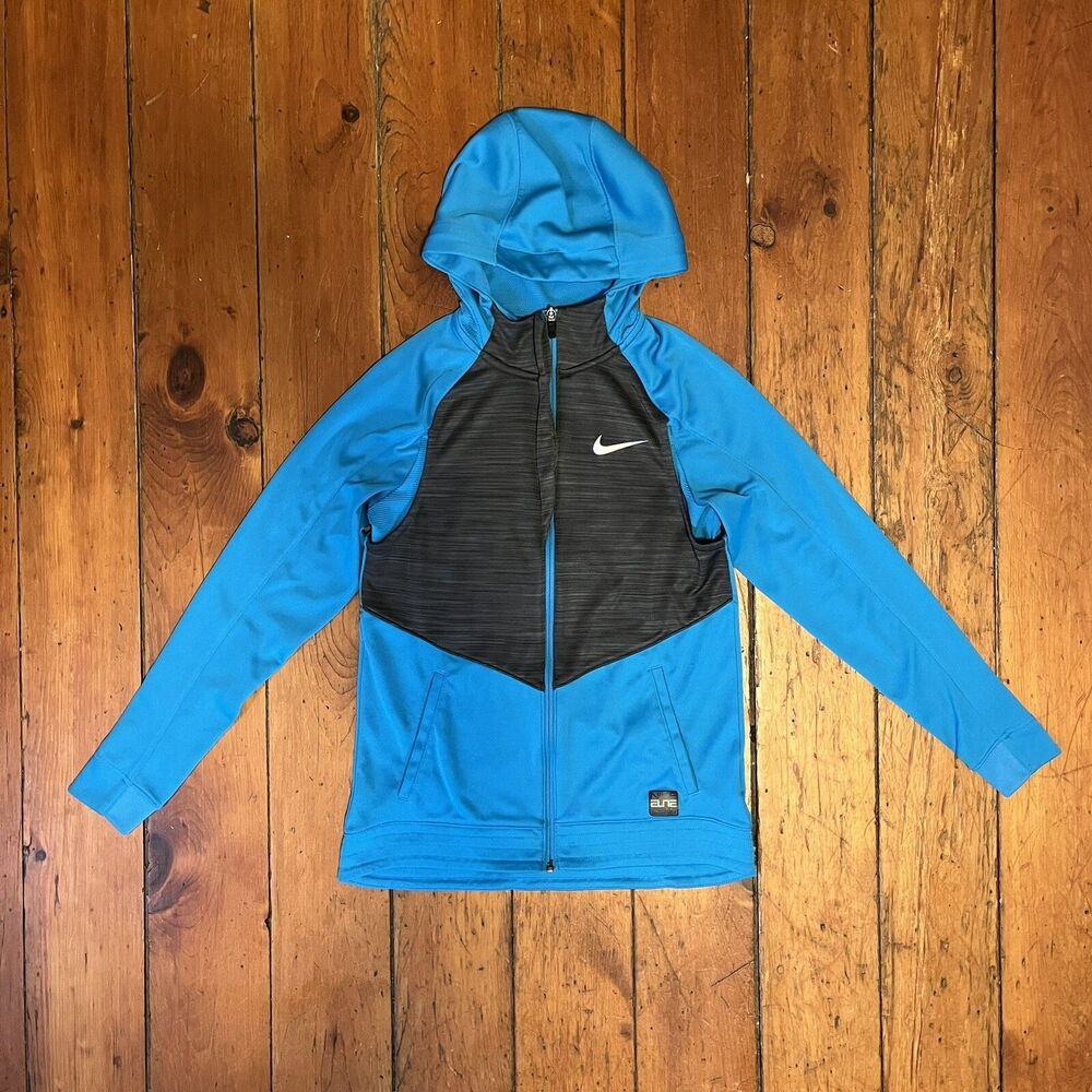 Vintage Nike Elite Full Zip Track Jacket; Womens Small; Blue Gray; Hooded